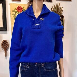 Lauren RL Shawl Collar Sweater in Electric Blue Sz L